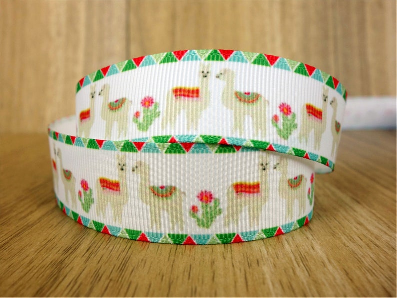 Craft Supplies 78 Alpaca Printed Grosgrain Ribbon 3 or 5 Yards Hair Bow Ribbon