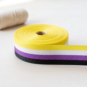 Non-Binary Pride Grosgrain Ribbon for Hair Bows, LGBTQ Craft Supply, Gift Wrapping, Ribbon by Yard