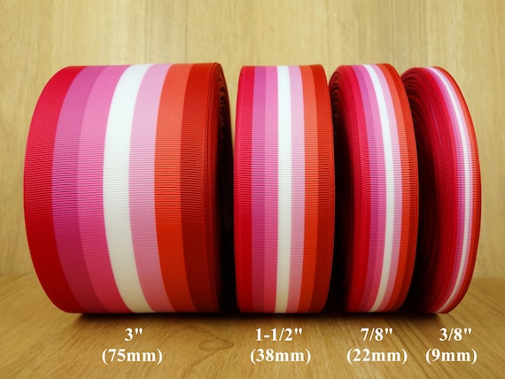 Lesbian Pride Flag Printed Grosgrain Ribbons 3 Inch,2 Inch,1-1/2 Inch,7/8  Inch,5/8 Inch,3/8 Inch 