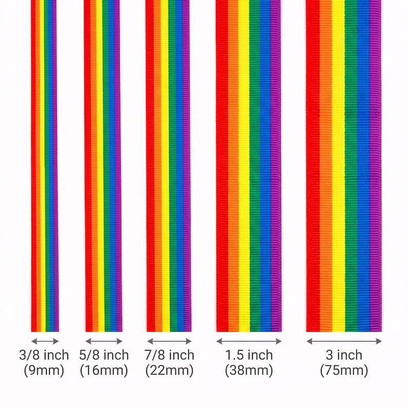Gay Pride Flag Grosgrain Ribbon, Rainbow Ribbon for Hair Bows and Crafts image 6