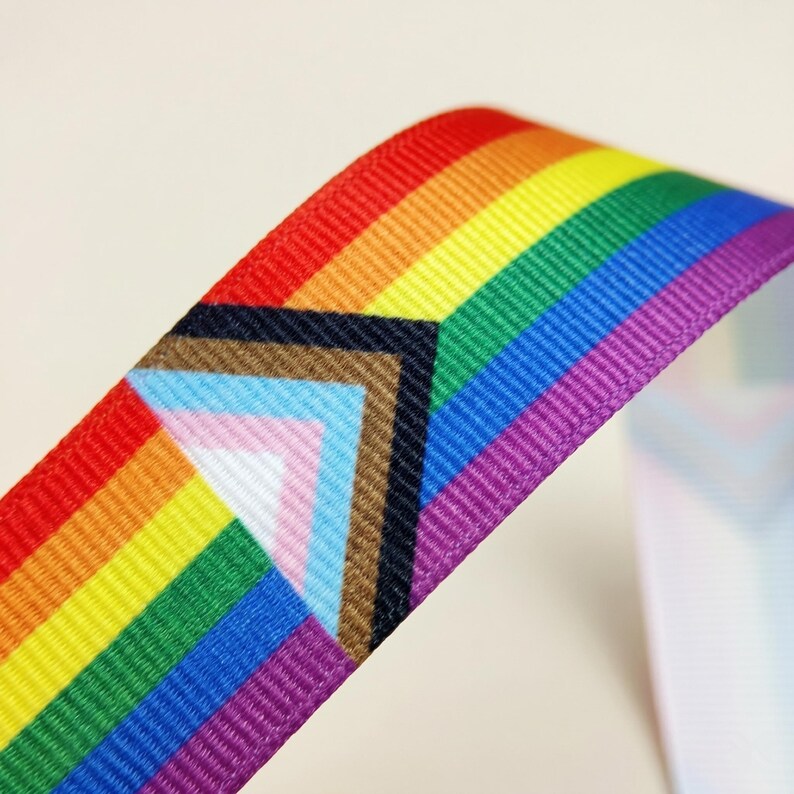 Pride Page Ribbons Progress Pride Ribbon, LGBTQ Grosgrain Ribbon for Hair Bows, Pride ...