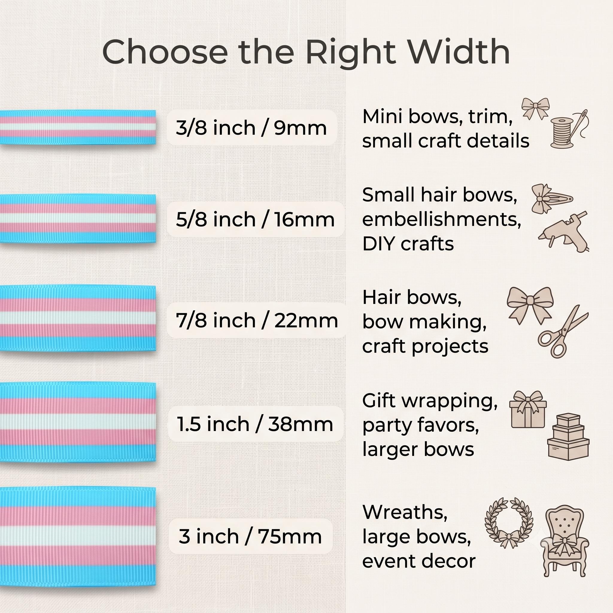 Transgender Pride Flag Ribbon | Trans Pride Grosgrain Ribbon by the ...