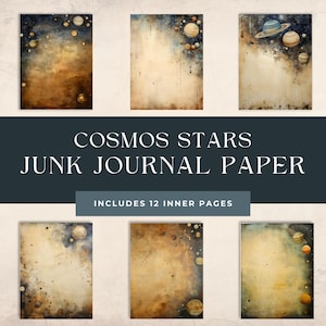 Junk Journal Digital Printable Cosmos Stars, Outer Space Background Paper, Plantery Night Sky, Cosmic Wall Decor for Astronomy Lovers.