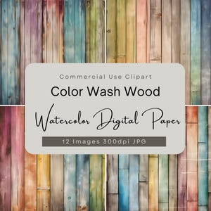 Papel digital de madera colorida, tablones rústicos pintados con lavado de color, fondo con textura de acuarela, álbum de recortes bohemio, imprimible vintage desgastado