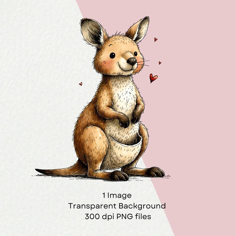 Baby Roo Clipart Single Image Cute Kangaroo PNG Clip Art Australian ...