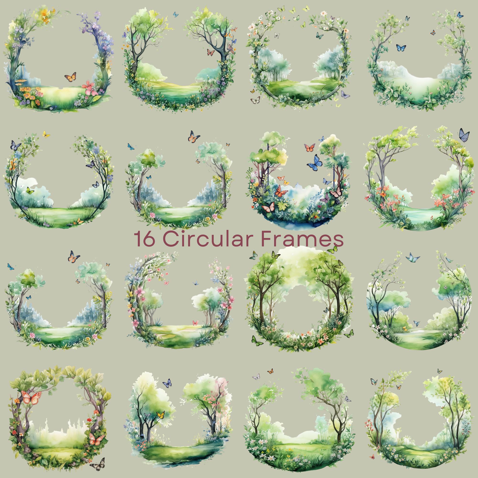 Watercolor Enchanted Forest Frame Clipart, Magical Woods, Fairy Garden ...