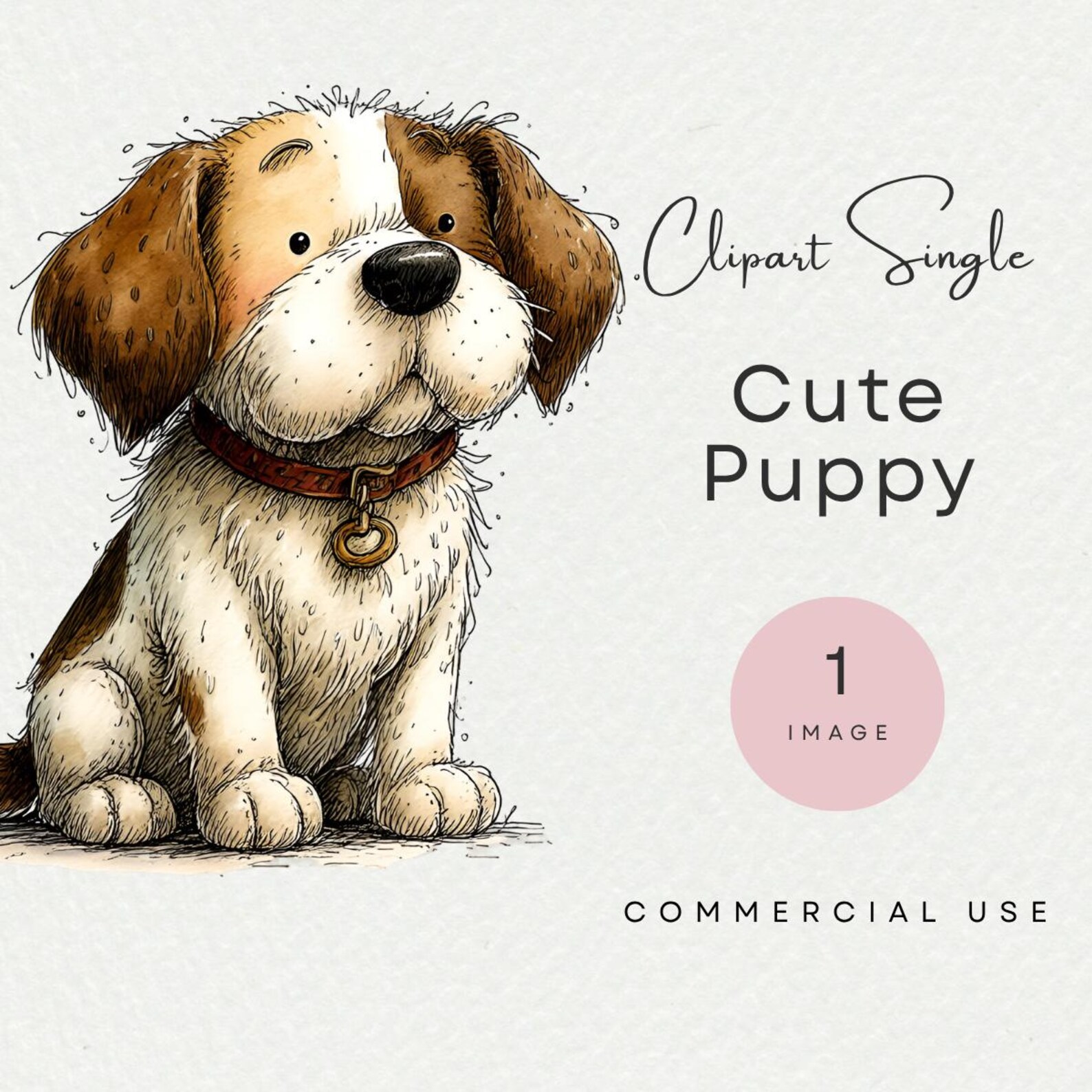 Cute Puppy Dog Clipart Single Image PNG Brown White Pet Clip Art ...