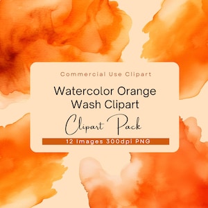 May include: Watercolor orange wash clipart pack. Commercial use clipart. 12 images 300dpi PNG.