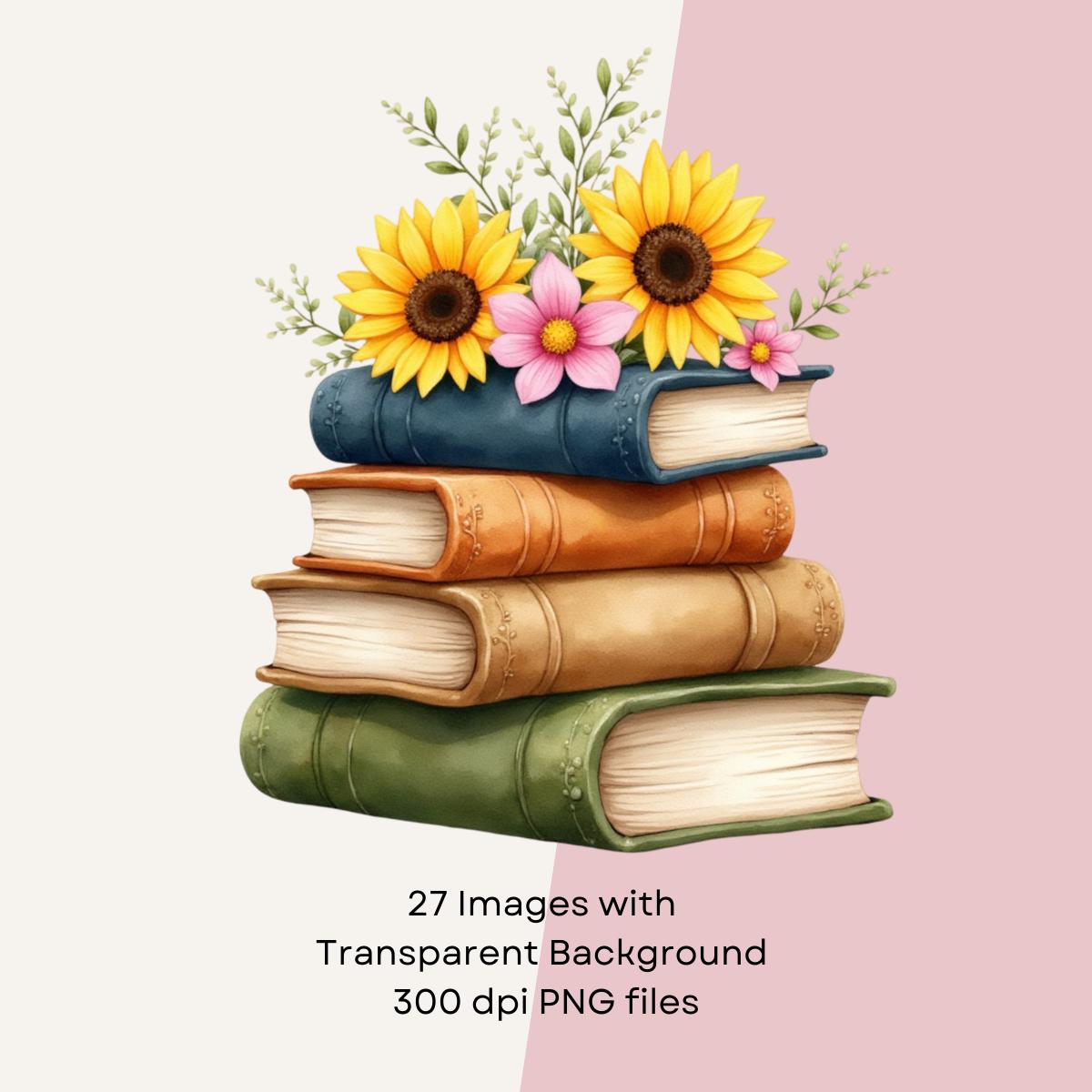Floral Book Clipart Bundle Vintage Books With Flowers Png's for ...