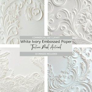 White Ivory Embossed Digital Paper Texture Pack Backgrounds Wedding Stationery Invitation Commercial Use Instant Download Digital Download