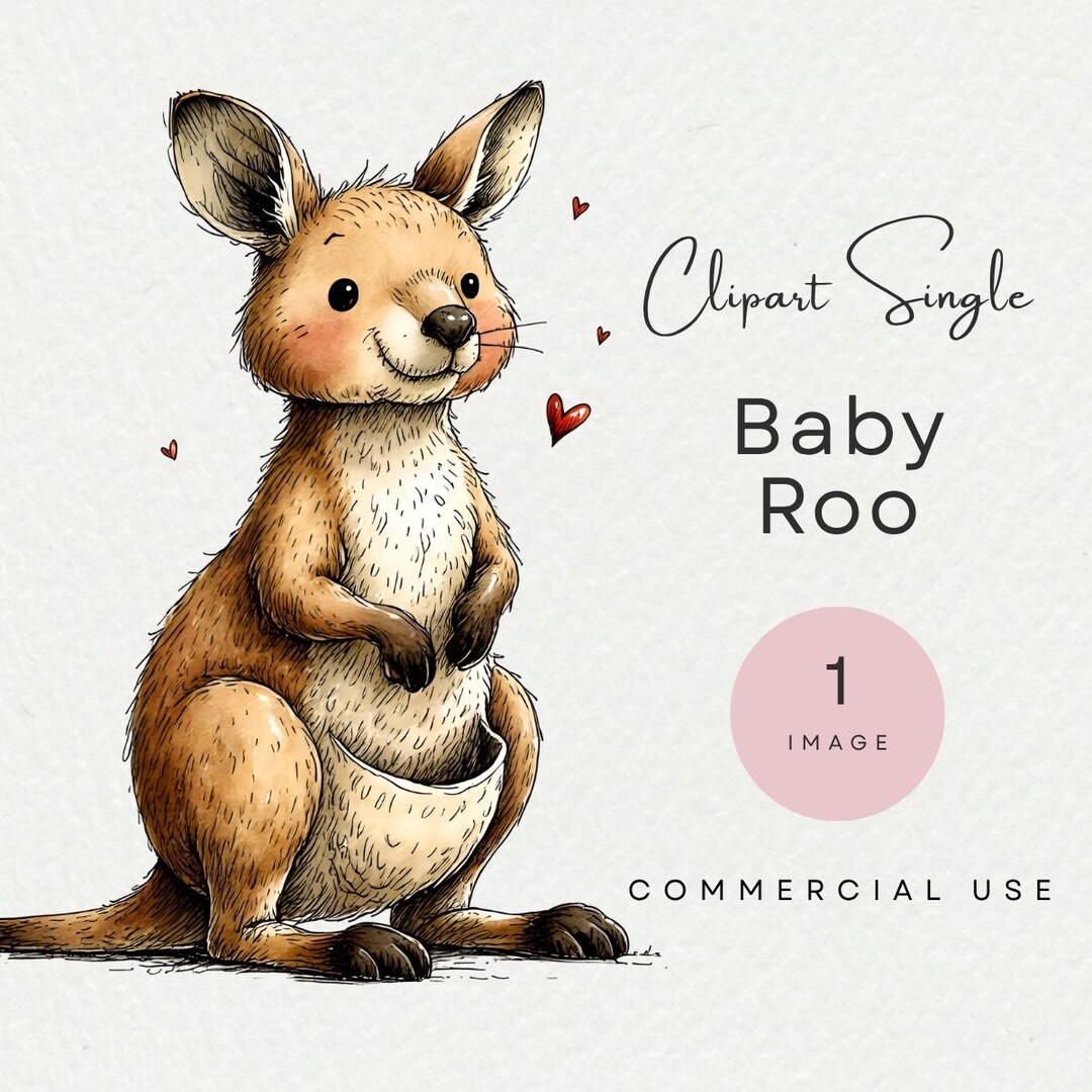 Baby Roo Clipart Single Image Cute Kangaroo PNG Clip Art Australian ...