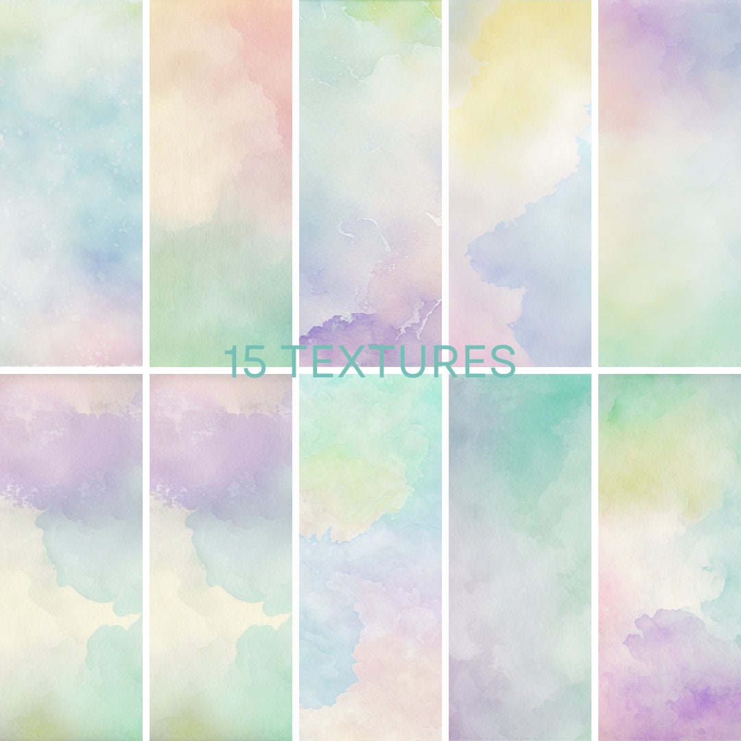 Watercolor Pastel Rainbow Watercolor Clouds Printable Instant Download ...