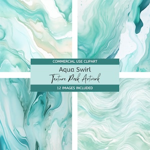 Texture Pack Aqua Swirl, Turquoise, Blauw, Groen Marmeren Clipart, Digitale Papieren Achtergrond Stationair, Instant Download, Commercieel Gebruik