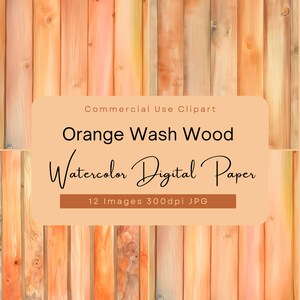 Papel digital de madera lavada en naranja, paquete de textura de fondo de valla de madera en naranja, tablas antiguas y desgastadas de estilo vintage, estilo bohemio rústico y shabby.