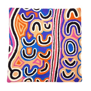 Cushion Cover, 40 cm, Wool, Aboriginal Art, Chainstitch, Kashmir, Australia, Fair Trade, Judy Watson, Warlukurlangu, Living room, Home