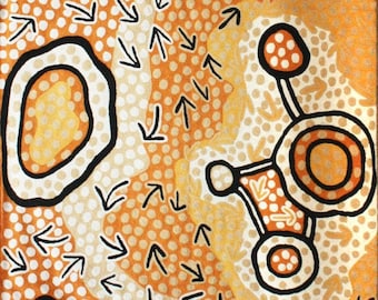 Teppich, Wandbehang, M, Wolle, Aborigines Design, Art, Kettenstich, Australien, Fair Trade, Emu, Pauline Singleton, Warlukurlangu, Art, Living