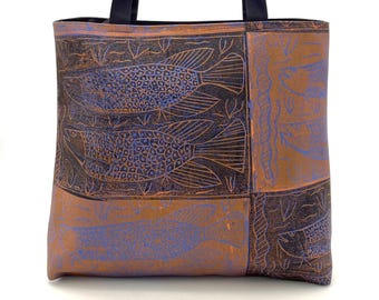 Frida, Bag, Aboriginal Art, Handprinted, Lino, Fabric, Helen Liyawanga, Saratoga, Babbarra, Indigenous, Authentic, Australia, Tote,