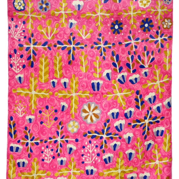 Rug, Wall Hanging, S, Wool, Aboriginal Art, Chainstitch, Kashmir, Australia, Fair Trade, Rosie Ross, Flora, Ampilatwatja, Living Room, Home