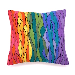 Cushion Cover, 40 cm, Wool, Aboriginal Art, Chainstitch, Australia, Fair Trade, Nellie Nakamara Marks, Living Room, lounge, home, rainbow