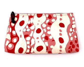 Zara M, Clutch, Aboriginal, Hand printed, fabric, Dry Season, Susan Nurra, Merrepen Arts,  Purse, Art, Cosmetic, Lined, Elegant