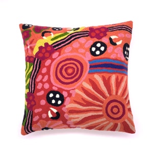 Cushion Cover, Aboriginal Art, 40 cm, Family, Country, Chainstitch, Australia, Wool, Damien, Yilpi Marks, Living Room, lounge, home