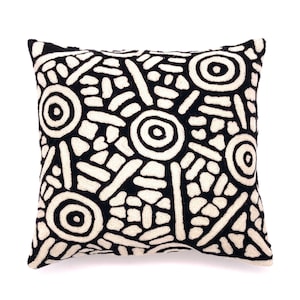 Cushion Cover, 40 cm, Wool, Aboriginal Design, Chainstitch, Kashmir, Australia, Fair Trade, Athena Granites, BWA, Warlukurlangu