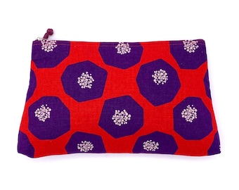Zara M, Clutch, Japanese, Linen, fabric, Etsuko Furuya, Flowers, Echino, Kokka,  Purse, Art, Cosmetic, Lined, Elegant, Botanical, Clutch