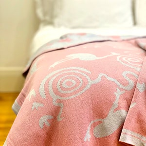 Baby Throw Rug, Aboriginal, Cedric Varcoe, Emus, Knitted, Cotton, Fair Trade,  Indigenous, Art, Blanket, Lounge, Living Room, Bed, Cot