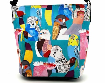 Nancy, Birdie Paradise, Aboriginal, Art, Fabric, Warlukurlangu, Artists, Yuendumu, Australia, Birds, Crossbody, Bag,