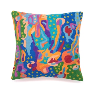 Cushion Cover, 40 cm, Aboriginal Design, wool, Australia, Fair Trade, Possum Story, Stephen Jupurrula, Warlukurlangu Art, Living room, Home