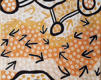 Rug, Wall Hanging, S, Wool, Aboriginal Design, Art, Chainstitch, Australia, Fair Trade, Emu, Pauline Singleton, Warlukurlangu, Art, Living