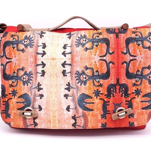 Jules Satchel - Australie, Imprimé, Art, Tissu, Janet Forbes, Artistes Papulankutja, APY Lands, Aborigène, Sac messager, Bandoulière