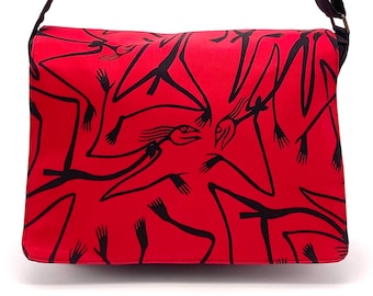 Frankie, Handprinted, Gabriel Maralngurra, Mimi Spirit, Messenger Bag, Satchel, Aboriginal, Fabric, Fair Trade, Injalak Arts, Unisex, Work
