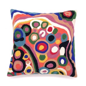 Cushion Cover, 40 cm, Aboriginal Design, Seven Sisters Story, Chainstitch, wool, Kashmir, Australian, Fair Trade, Andrea, Living room