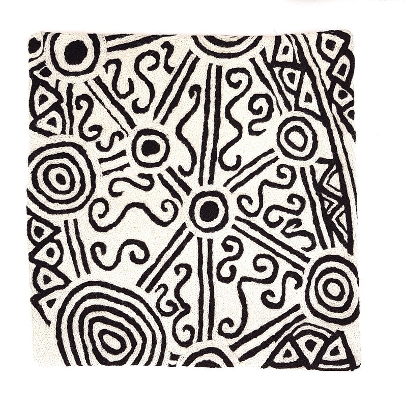 Australia Chainstitch Wool BWA living room Fair Trade Cushion Cover bed Aboriginal Design Pauline Napangardi 30 cm Warlukurlangu