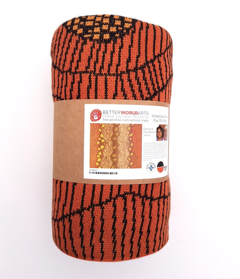 Throw Rug Aboriginal Design Knitted Cotton Fair Trade Etsy