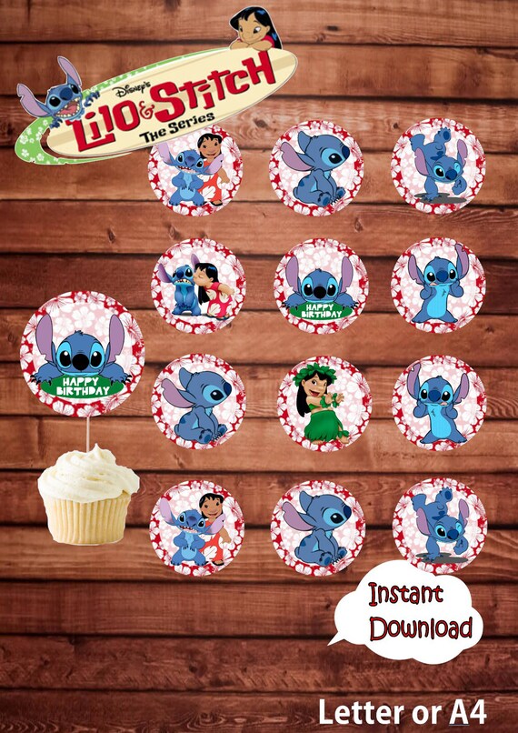 Lilo And Stitch Birthday Party Cupcake Topper Instant Etsy