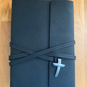 Genuine Leather Latigo Saddlery Wrap Style Bible Cover - Brown and Black
