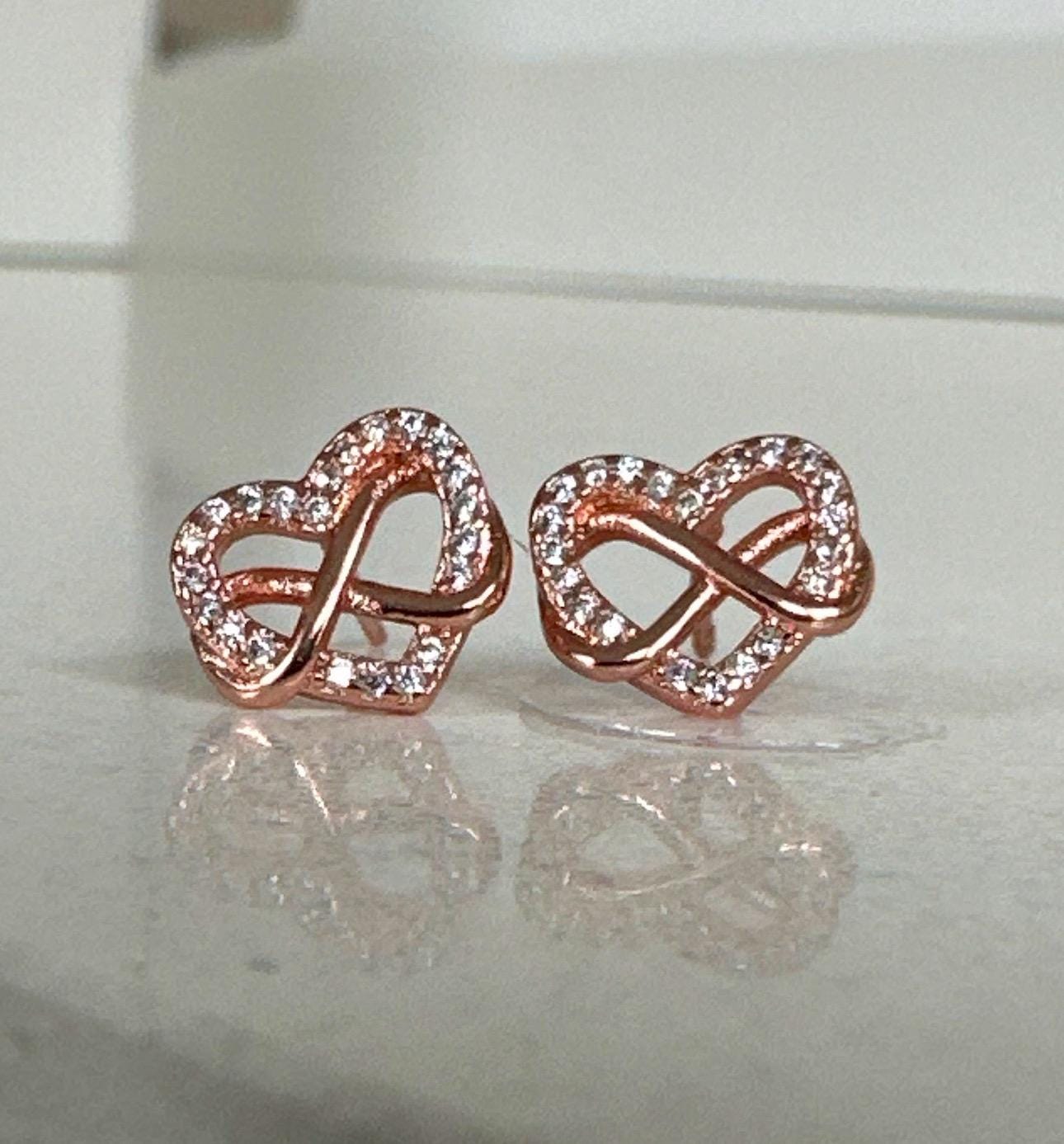 Pandora Sparkling Infinity Heart Stud Earrings