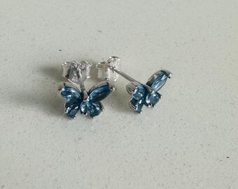 Pandora 925s ALE Sparkling Blue Butterfly Stud Earrings Free Gift Box