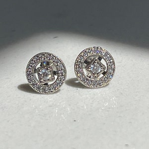 Pandora Silver 925s ALE Single Halo Sparkling Stud Earrings Free Gift Box