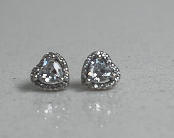 Pandora Silver 925s ALE Elevated Heart Stud Earrings Free Gift Box