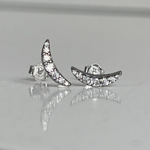 Pandora Silver 925s ALE Crescent Moon Stud Earrings Free Gift Box
