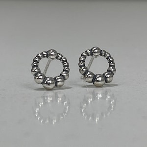 Pandora Silver 925s ALE Beaded Circle Stud Earring Free Gift Box