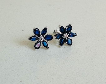Pandora 925s ALE Sparkling Blue Hebarium Cluster Sparkling Stud Earrings - NEW - Free Gift Box