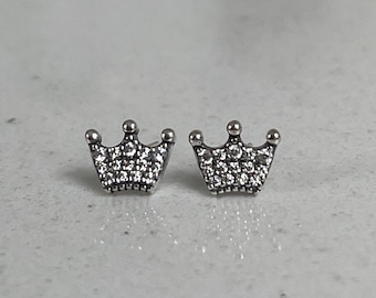 Pandora Silver 925s ALE Royal Crown Stud Earrings Free Gift Box