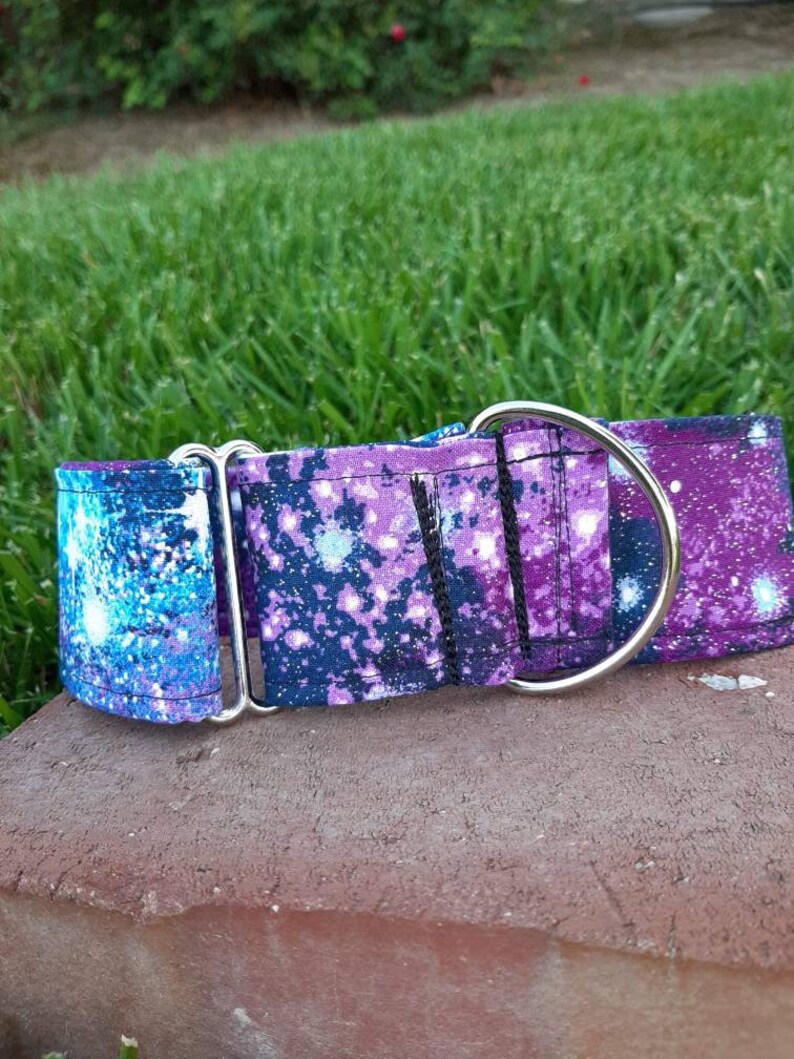 Purple Galaxy Fabric Dog Collar