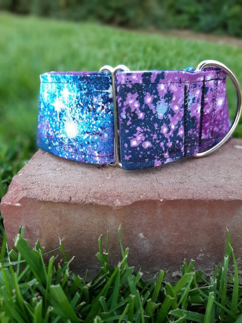 Purple Galaxy Fabric Dog Collar