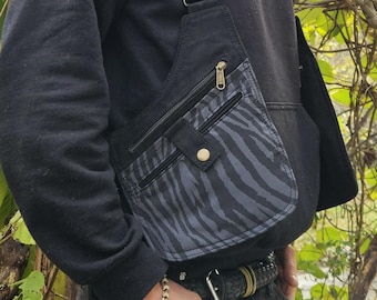 Étui en coton Zebra : sac revolver festival avec 6 poches