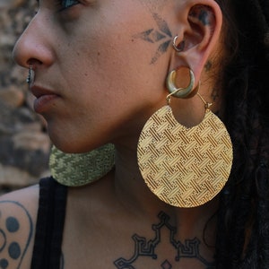 Large Brass Hoop Earrings • Ethnic Steampunk Tribal Jewelry